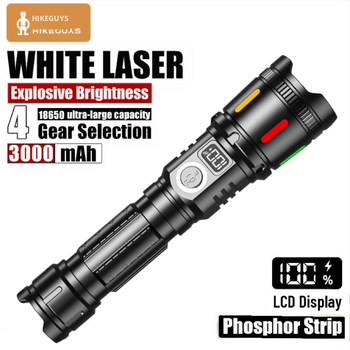 Φορητός φακός λέιζερ μεγάλης εμβέλειας για διασυνοριακούς χώρους με LED, ψηφιακή οθόνη, επαναφορτιζόμενος, φως έκτακτης ανάγκης, περιπολία, πρόληψη πλημμυρών, εξωτερικός φακός με ισχυρό φως