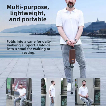 Prenosné multifunkčné skladacie barle CrossBorder Ultra-Light, protišmykové chodítko, skladacia stolička pre seniorov, prenosné chodítko pre seniorov, na ktorom môže sedieť.