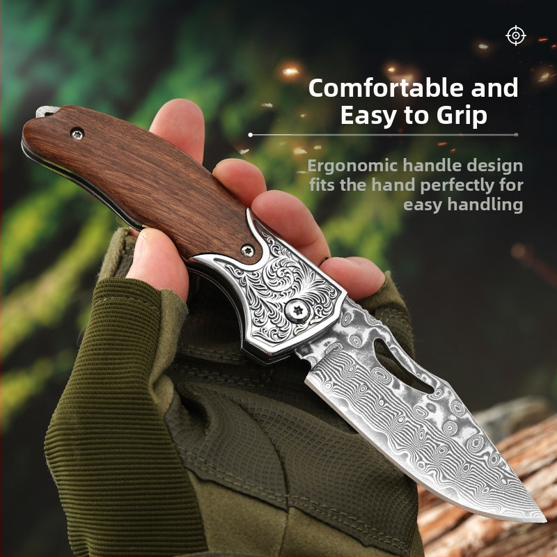 Сгъваем нож за открито, 67-слоен дамаски сгъваем нож, преносим многофункционален нож, домакински нож за белачка на плодове, Amazon