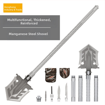 Kempingo daugiafunkcis atidarytuvas, lauko kempingo, žvejybos, automobilio kastuvas, mangano plieno sulankstomas armatūros įrankių kastuvas