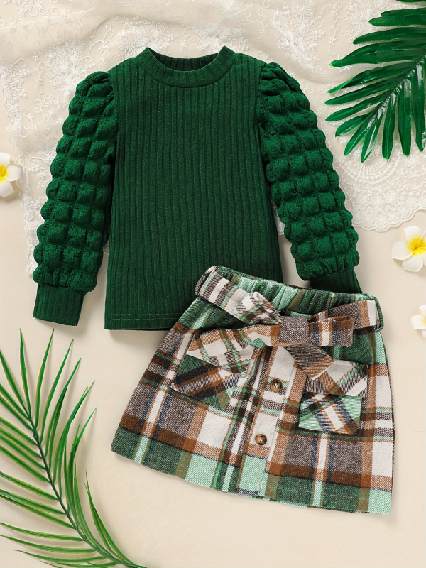 2025. aasta piiriülene uus Euroopa ja Ameerika šikk tüdrukute kaheosaline komplekt: soonikkoes pikkade varrukatega ruuduline pluus