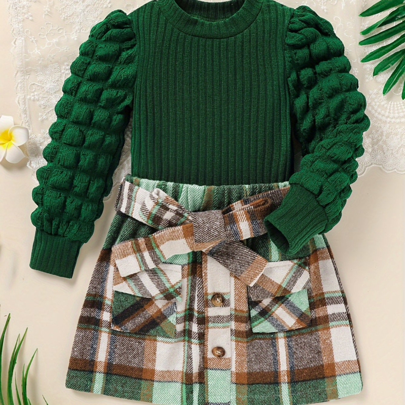 2025. aasta piiriülene uus Euroopa ja Ameerika šikk tüdrukute kaheosaline komplekt: soonikkoes pikkade varrukatega ruuduline pluus