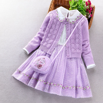 Φθινοπωρινά ρούχα για κορίτσια 2023 νέο παιδικό πλεκτό πουλόβερ κοστούμι για κορίτσια μοντέρνο φόρεμα πριγκίπισσας Western σετ δύο τεμαχίων άνοιξη και φθινόπωρο