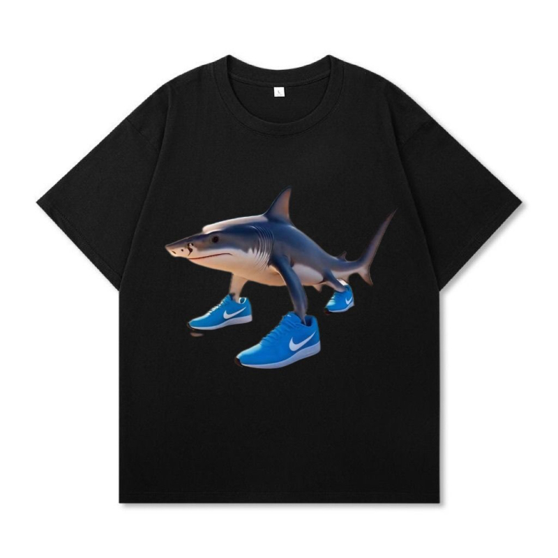 Tralalero Tralala Funny Shark Dog Men`s Fashion Trend T-shirt Poliester Round Neck Mânecă scurtă