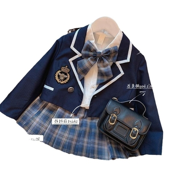 Κοστούμι κολεγίου για κορίτσια, ανοιξιάτικα ρούχα, στολή Jk για κορίτσια 2024, νέο μεσαίου και μεγάλου μεγέθους παιδικό κοστούμι, κοστούμι νηπιαγωγείου, πλισέ φούστα