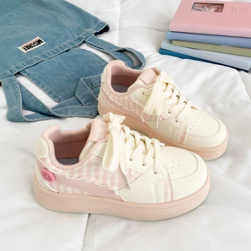 Svestrane bijele cipele s vezicama i debelim potplatom za povećanje visine za žene, nove korejske cipele s platformom i čipkom za proljeće i jesen 2025.