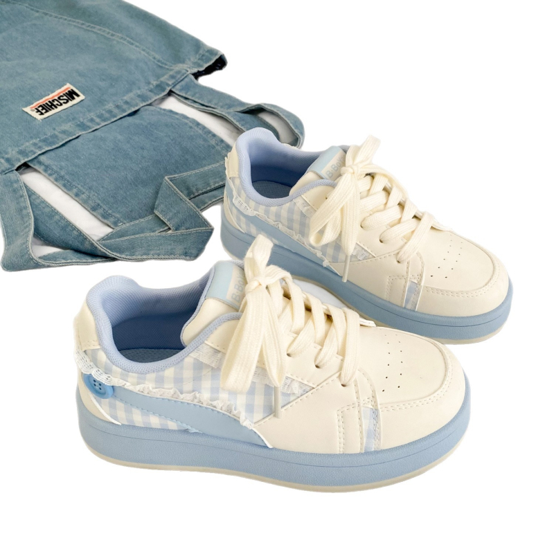 Svestrane bijele cipele s vezicama i debelim potplatom za povećanje visine za žene, nove korejske cipele s platformom i čipkom za proljeće i jesen 2025.