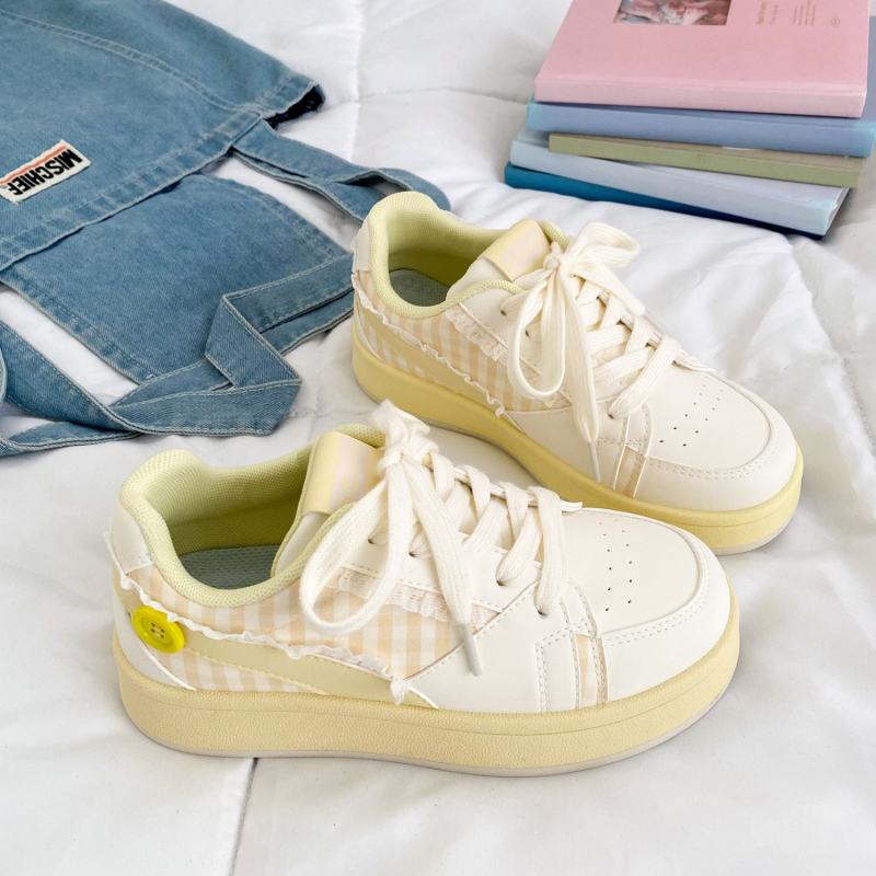 Svestrane bijele cipele s vezicama i debelim potplatom za povećanje visine za žene, nove korejske cipele s platformom i čipkom za proljeće i jesen 2025.