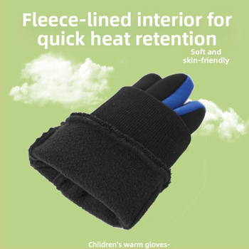 Vaikiškos pirštinės berniukams, atsparios vėjui, slidinėjimui, sniegui, vandeniui, su vilnos pamušalu, neslystančios, šiltos žieminės berniukų dviračių pirštinės