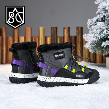 Bērnu sniega zābaki 2024. gada ziemas jauni, silti, ūdensnecaurlaidīgi zēnu potīšu zābaki, vidēji un lieli bērnu, ar vilnas oderi, sabiezināti meiteņu kokvilnas apavi