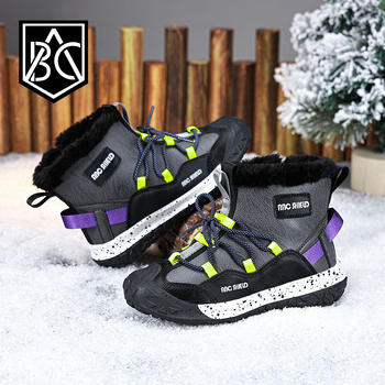 Bērnu sniega zābaki 2024. gada ziemas jauni, silti, ūdensnecaurlaidīgi zēnu potīšu zābaki, vidēji un lieli bērnu, ar vilnas oderi, sabiezināti meiteņu kokvilnas apavi