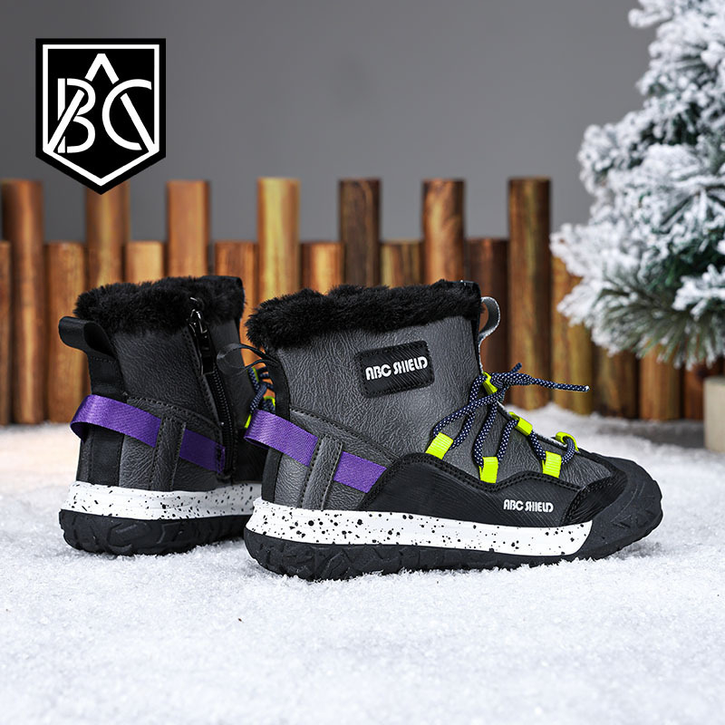 Bērnu sniega zābaki 2024. gada ziemas jauni, silti, ūdensnecaurlaidīgi zēnu potīšu zābaki, vidēji un lieli bērnu, ar vilnas oderi, sabiezināti meiteņu kokvilnas apavi