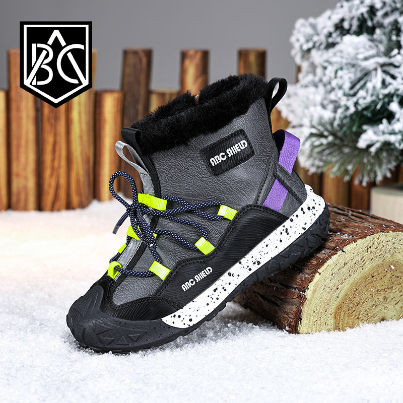 Bērnu sniega zābaki 2024. gada ziemas jauni, silti, ūdensnecaurlaidīgi zēnu potīšu zābaki, vidēji un lieli bērnu, ar vilnas oderi, sabiezināti meiteņu kokvilnas apavi