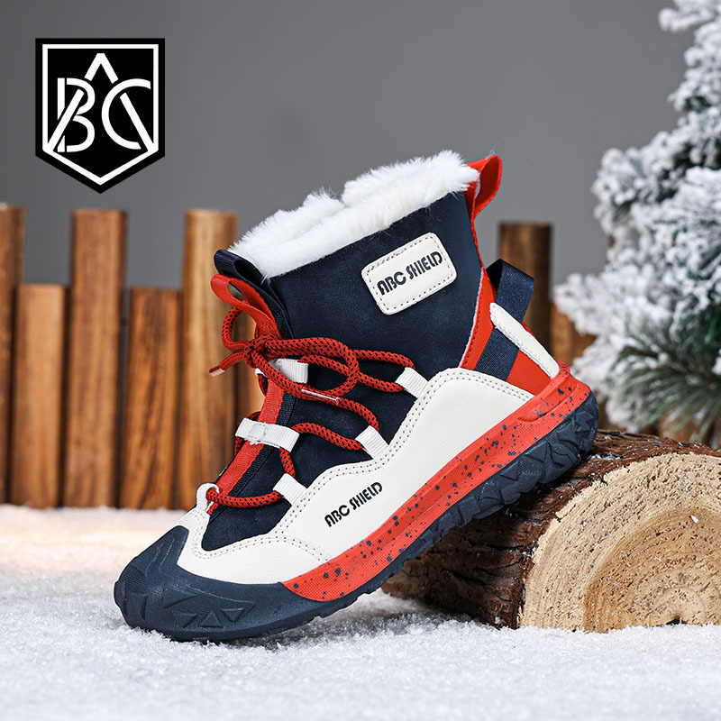 Bērnu sniega zābaki 2024. gada ziemas jauni, silti, ūdensnecaurlaidīgi zēnu potīšu zābaki, vidēji un lieli bērnu, ar vilnas oderi, sabiezināti meiteņu kokvilnas apavi