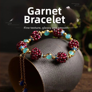 Rahvusstiilis granaadist lihtne naiste käevõru amasoniidist cloisonne aksessuaaridega käevõru