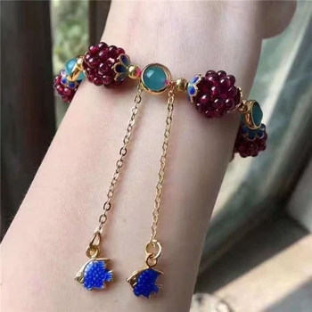 Rahvusstiilis granaadist lihtne naiste käevõru amasoniidist cloisonne aksessuaaridega käevõru