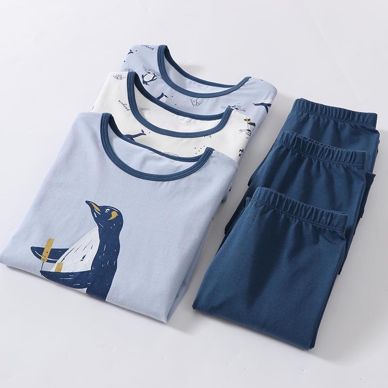 Berniukų rudens ir žiemos apatinių komplektas, rudens drabužių ir kelnių komplektas, likros medvilnės, vidutinio ir didelio dydžio vaikų apatinių komplektas, naujo stiliaus šukuosena