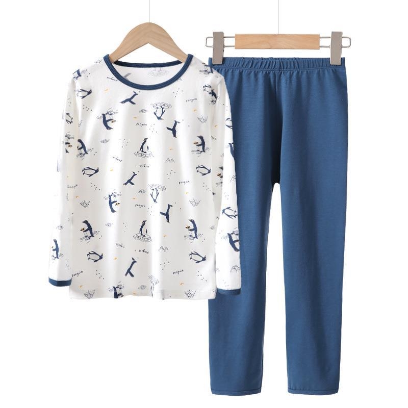 Berniukų rudens ir žiemos apatinių komplektas, rudens drabužių ir kelnių komplektas, likros medvilnės, vidutinio ir didelio dydžio vaikų apatinių komplektas, naujo stiliaus šukuosena