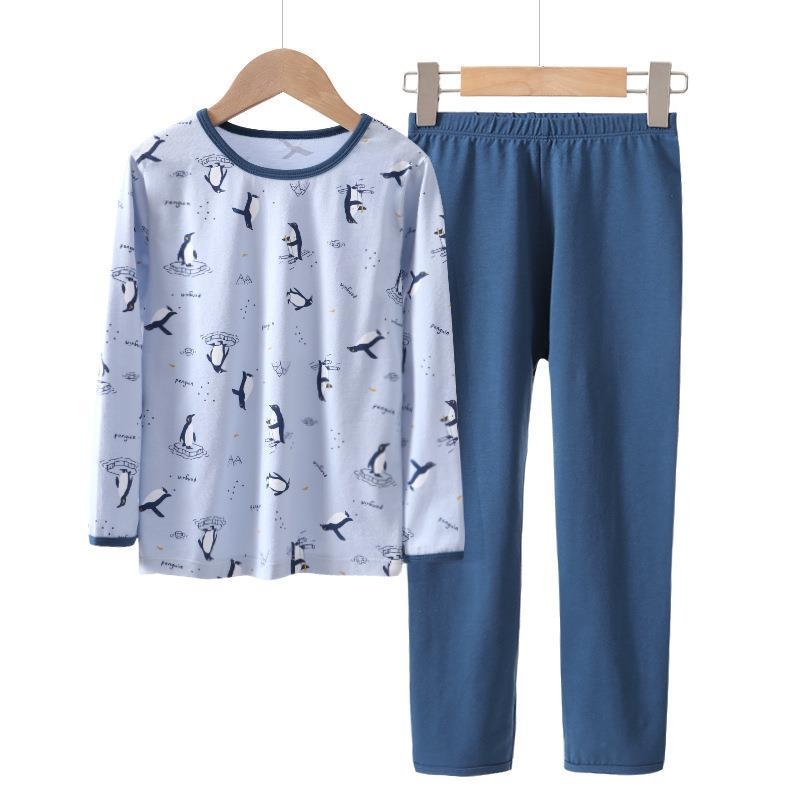 Berniukų rudens ir žiemos apatinių komplektas, rudens drabužių ir kelnių komplektas, likros medvilnės, vidutinio ir didelio dydžio vaikų apatinių komplektas, naujo stiliaus šukuosena