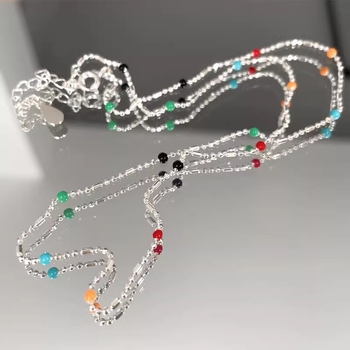 Κολιέ με σκούφο και ντοπαμίνη από ασήμι 925, γυναικείο IU, ίδιο στυλ, εξειδικευμένο σχέδιο, εποξειδική στρογγυλή χάντρα με αλυσίδα από κόκαλο φιδιού