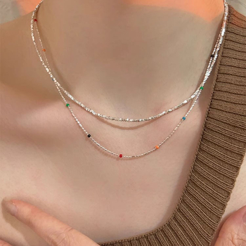 Κολιέ με σκούφο και ντοπαμίνη από ασήμι 925, γυναικείο IU, ίδιο στυλ, εξειδικευμένο σχέδιο, εποξειδική στρογγυλή χάντρα με αλυσίδα από κόκαλο φιδιού