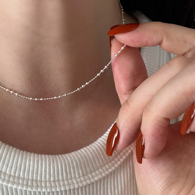 Ogrlica s dopaminom od srebra 925, ženska IU, isti stil, dizajn niše, epoksidni okrugli lanac s perlom od zmijske kosti