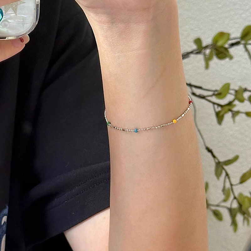 Ogrlica s dopaminom od srebra 925, ženska IU, isti stil, dizajn niše, epoksidni okrugli lanac s perlom od zmijske kosti