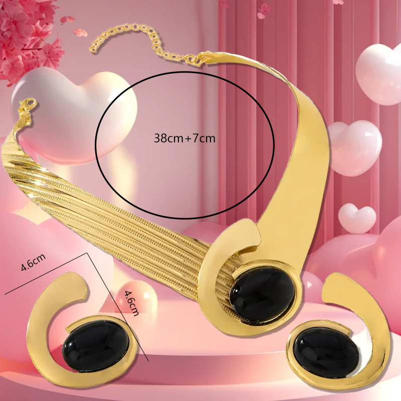 1 komplekt võluvaid elegantseid inkrusteeritud akrüülkõrvarõngaid ja kaelakeed retrohõngulise disainiga, Euroopa ja Ameerika piiriülese liialdusega