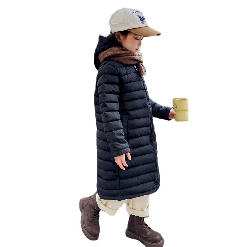 Prekogranična jesenska i zimska dječja pamučna odjeća za dječake i djevojčice, pamučni kaputi srednje duljine za stariju djecu, debele pamučne jakne preko koljena, debele i tople