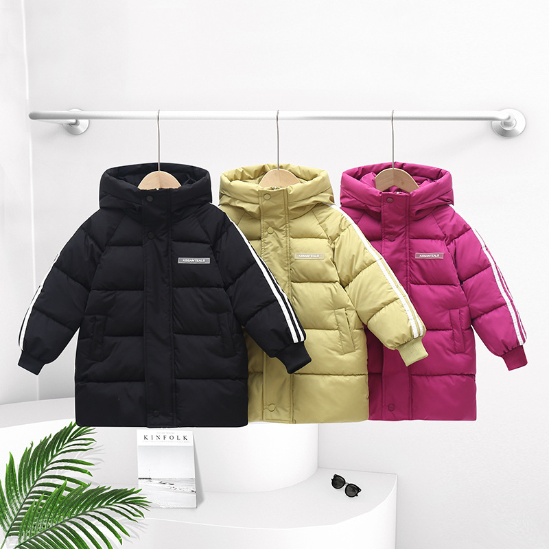 Dječji kaput od perja s pamučnom podstavom, srednje duljine, kaput od perja s pamučnom podstavom za dječake i djevojčice, dječji kaput preko koljena, debela podstava od pamuka