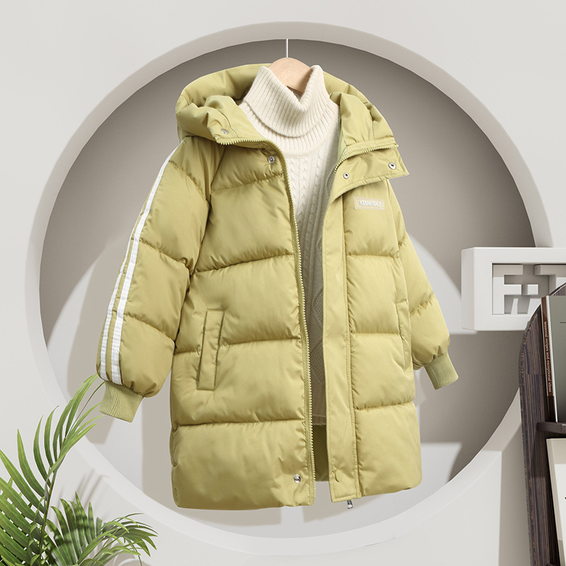 Dječji kaput od perja s pamučnom podstavom, srednje duljine, kaput od perja s pamučnom podstavom za dječake i djevojčice, dječji kaput preko koljena, debela podstava od pamuka