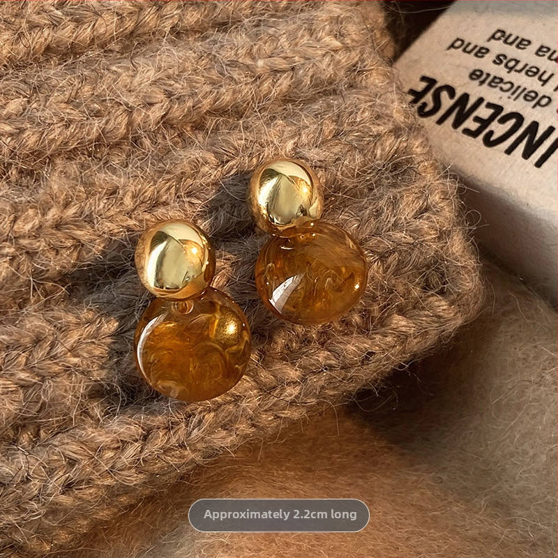 Retro stílusú Maillard borostyán fülbevaló női, niche dizájnú, kiváló minőségű fülbevalók, könnyű luxus 925 ezüst tűs fülbevalók