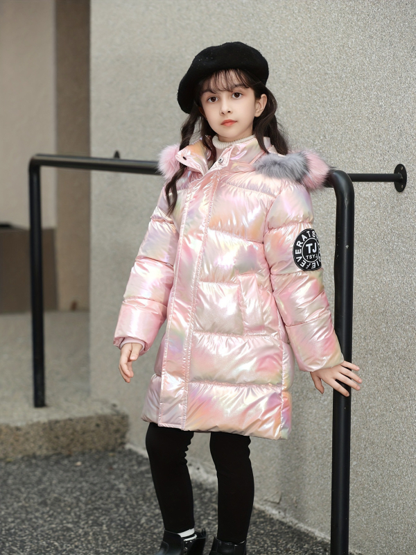 Dječja odjeća za djevojčice ružičaste boje, gradijentna, s pamučnim podlogama, modna, trendi, slatka, zadebljana topla, s kapuljačom, od umjetne vune