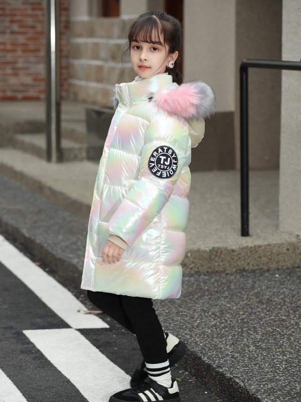 Dječja odjeća za djevojčice ružičaste boje, gradijentna, s pamučnim podlogama, modna, trendi, slatka, zadebljana topla, s kapuljačom, od umjetne vune