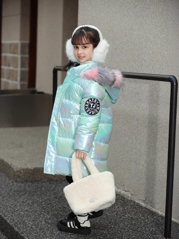 Dječja odjeća za djevojčice ružičaste boje, gradijentna, s pamučnim podlogama, modna, trendi, slatka, zadebljana topla, s kapuljačom, od umjetne vune