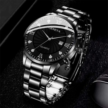 2025 Διασυνοριακό Δημοφιλές Μόδα Επιχειρήσεων με Ενσωματωμένη Ζώνη από Ατσάλι με Κράμα και Σταυρό, Ανδρικό Ρολόι, Σετ Κοσμημάτων