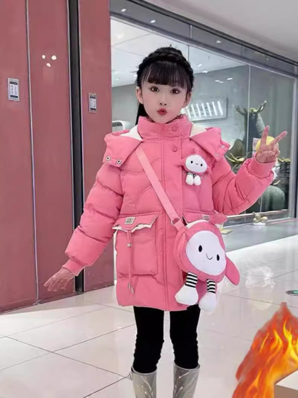 Zimske jakne s pamučnom podstavom za djevojčice i djecu 2025. Novi stil baršunastih jakni s debelom pamučnom podstavom, jakne srednje duljine s pamučnom podstavom