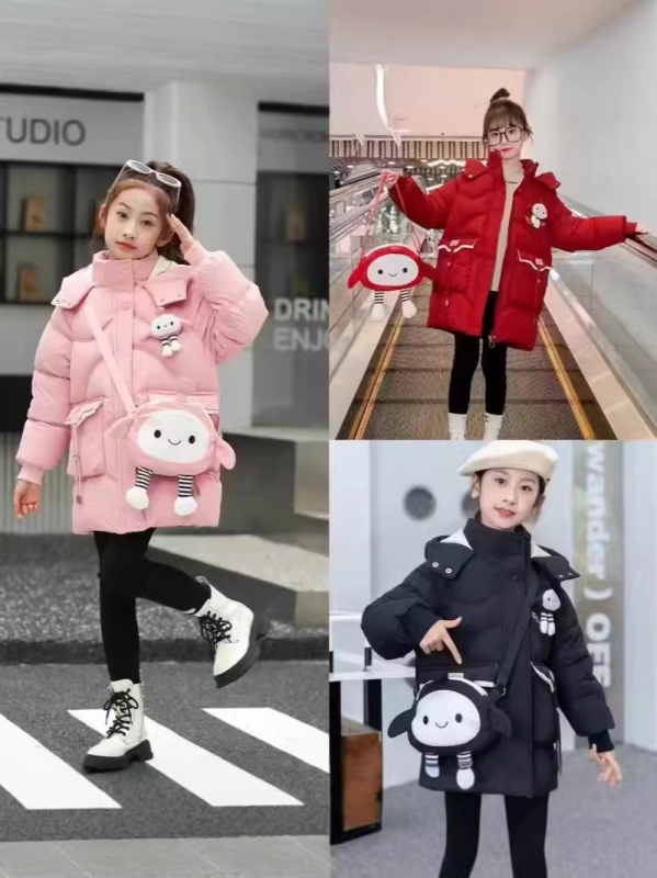 Zimske jakne s pamučnom podstavom za djevojčice i djecu 2025. Novi stil baršunastih jakni s debelom pamučnom podstavom, jakne srednje duljine s pamučnom podstavom