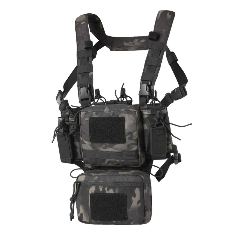 Taktiskā krūšu piekaramā veste, viegla aizsargveste, vestes piederumi, krūšu soma, vēdera lente, maskēšanās, ātrās atbrīvošanas veste, 500D neilons