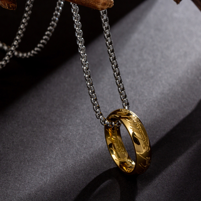 Bijuterii europene și americane Amazon, cele mai bine vândute din 2024, lanț de perle de 60 mm, inel magic suprem, pandantiv, colier din oțel titan pentru bărbați