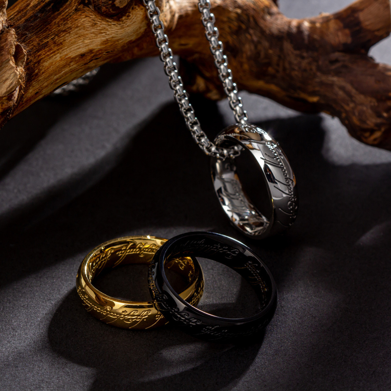 Bijuterii europene și americane Amazon, cele mai bine vândute din 2024, lanț de perle de 60 mm, inel magic suprem, pandantiv, colier din oțel titan pentru bărbați