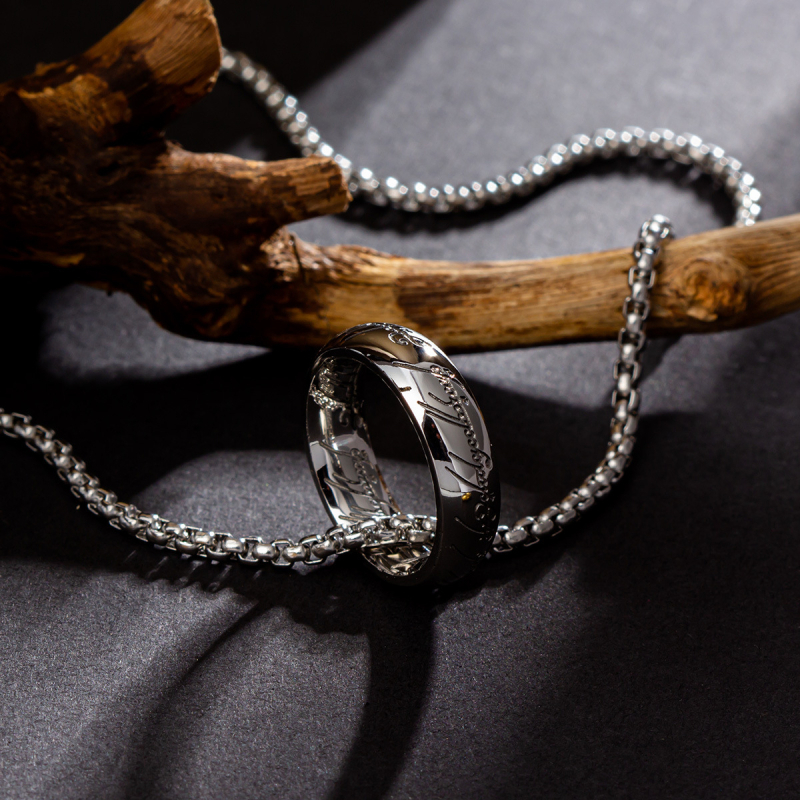 Bijuterii europene și americane Amazon, cele mai bine vândute din 2024, lanț de perle de 60 mm, inel magic suprem, pandantiv, colier din oțel titan pentru bărbați