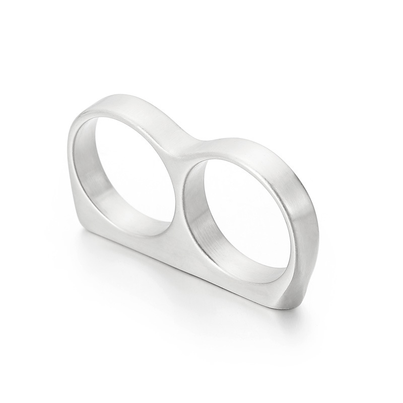 Titaanterasest loominguline hiphop-sõrmus sileda sõrmega tiigrisõrmus meeste isiksuse punk-topeltsõrmusega topeltsõrmus roostevabast terasest ehetega