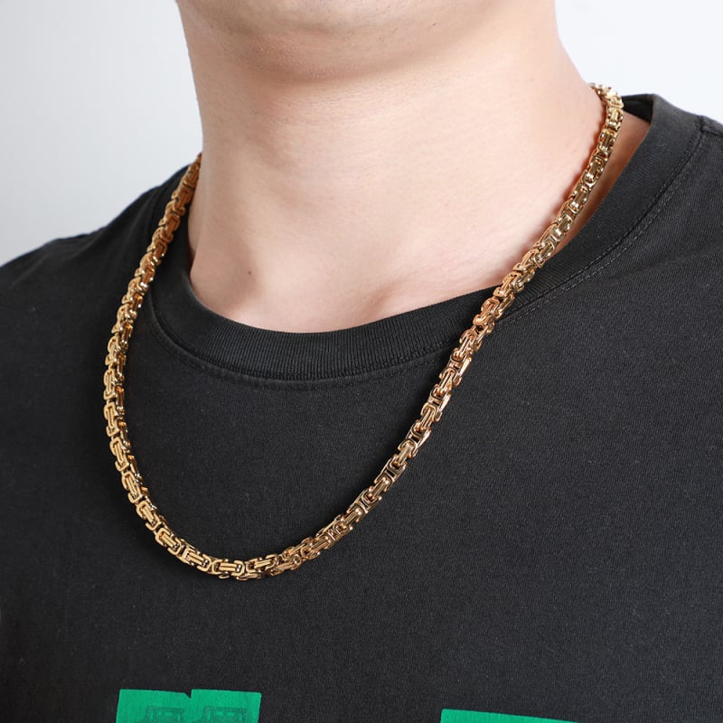 Lanț de coș cu flori din oțel inoxidabil, dominant, de stradă, lanț de claviculă la modă, colier de oțel titan pentru bărbați, colier de chilă cu personalitate hip hop