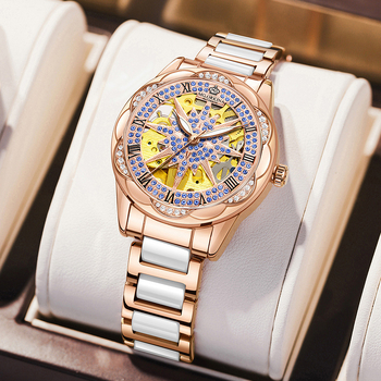 Ouqina veebipõhine naistekell, naiste automaatne õõnes moodne mehaaniline kell