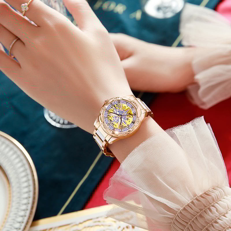 Ouqina veebipõhine naistekell, naiste automaatne õõnes moodne mehaaniline kell