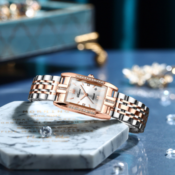 Dawn New Square naiste käekell hulgimüügi kvartsist kalendriga, täisterasest vööga, veekindel ja teemantidega moodne naiste käekell