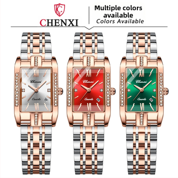 Dawn New Square naiste käekell hulgimüügi kvartsist kalendriga, täisterasest vööga, veekindel ja teemantidega moodne naiste käekell