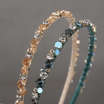 Υψηλής ποιότητας ρετρό κρυστάλλινο κεφαλόδεσμο στυλ Χονγκ Κονγκ με διαμάντια χειροποίητο κεφαλόδεσμο πιεσμένα μαλλιά μόδα γλυκό κομψό πλύσιμο προσώπου πακέτα μαλλιών