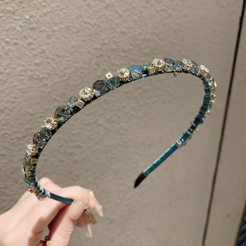 Υψηλής ποιότητας ρετρό κρυστάλλινο κεφαλόδεσμο στυλ Χονγκ Κονγκ με διαμάντια χειροποίητο κεφαλόδεσμο πιεσμένα μαλλιά μόδα γλυκό κομψό πλύσιμο προσώπου πακέτα μαλλιών